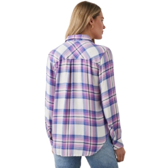 RAILS Hunter Button Down in White Denim Berry - Picture 3 of 13